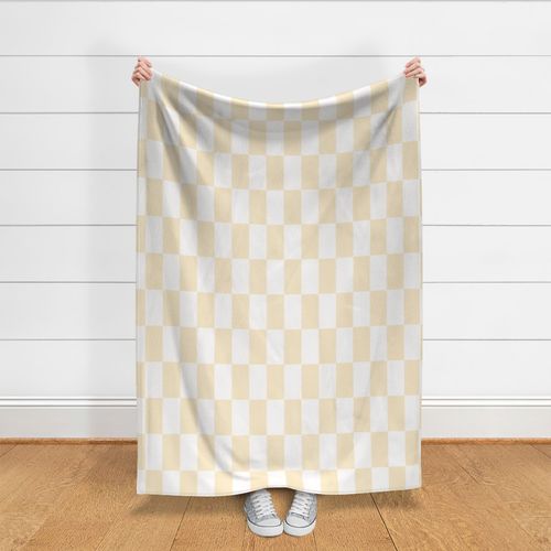 Linen Long Checks - Lightly Textured Rectangle Shapes - Pale Yellow And