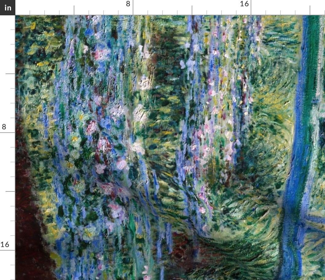 Claude Monet - Water Lilies and Japanese Bridge - 1 Yard border print