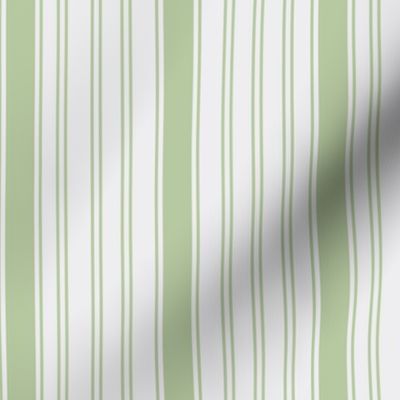 Green ticking stripe coordinates with Lilac collection blue