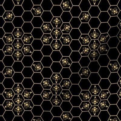 Abstract Bees and Honeycomb - Floral