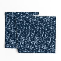 Dalmation Dots white on navy  fabric at 50%