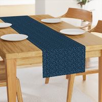 Dalmation Dots white on navy  fabric at 50%