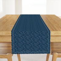 Dalmation Dots white on navy  fabric at 50%