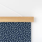 Dalmation Dots white on navy  fabric at 50%