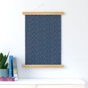 Dalmation Dots white on navy  fabric at 50%