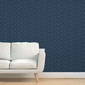 Dalmation Dots white on navy  fabric at 50%