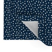 Dalmation Dots white on navy  fabric at 50%