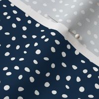 Dalmation Dots white on navy  fabric at 50%