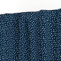 Dalmation Dots white on navy  fabric at 50%