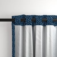 Dalmation Dots white on navy  fabric at 50%