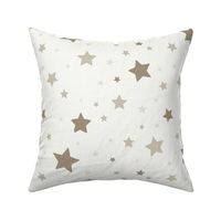 M - Neutral Brown stars on White - Minimalist Starry Night - Soft Linen Loo