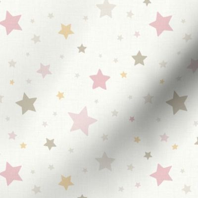 S - Multicolored Stars - Colorful Starry Night - Linen Look - Baby Girl