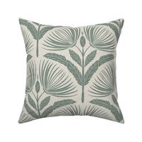 art deco spider mums - sage on cream - 12 inches