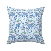 Monkey And Elephant - Blue Pink Green - Small