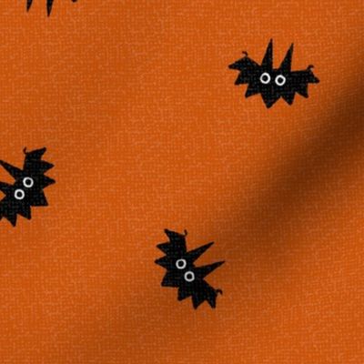 (M) Kooky Bats Nondirectional Tossed - Orange Burlap - Halloween Spooky