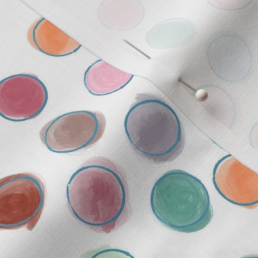 Watercolour Spots With Blue Haloes on White-Small