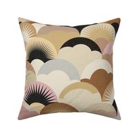 Cozy Geometric Scallop Sky In Blush Shades Large