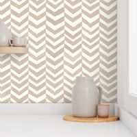 (L) Coastal Beige Chevron Bold Stylish Zigzag Herringbone Geo