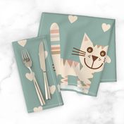 Happy-kitten-pastel-rainbow-triangles-hearts-ash-grey-blue-boys nursery L