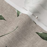 (Large) Watercolor Greenery Botanical Sprig Leaves - Neutral Taupe