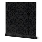 Art deco abstract floral pattern - romantic gothic style - black