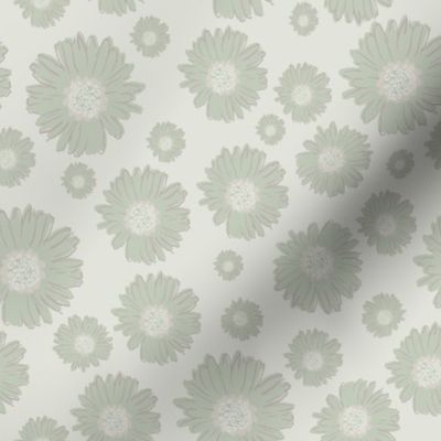 (L) Modern Daisy Calm Luxury Retro Baby Nursery Pastel Colors - Safe Green