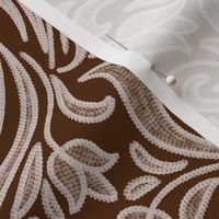 Embroidery floral pattern Cognac brown