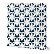 Japandi Rustic Palms Arches Hand Painted-minimalist-Indigo Blue white-Jumbo