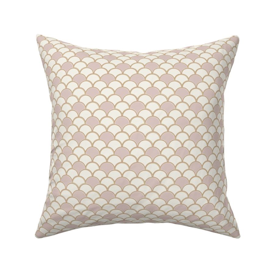 Lattice Shells Pastel Soft Pink Gold on Cream Small