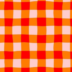 Checkered Wavy Gingham Checkered Beige Orange Red