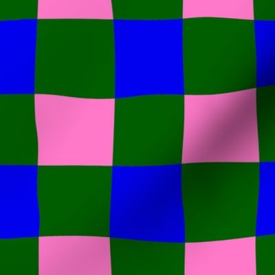 Checkered Wavy Gingham Checkered Pink Green Cobalt