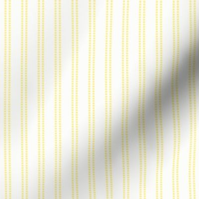 Seeded Stripe - Light Lemon Yellow & White Thin Stripe - Beaded Stripe