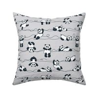 Pandaland - Playful Pandas with Wiggly Hand Drawn Lines in light grey