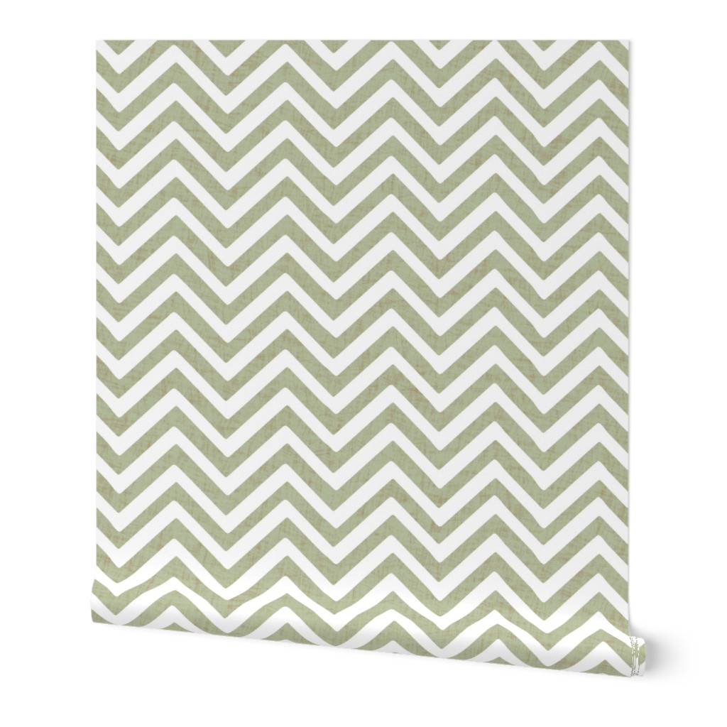 Timeless Serene Faux Textured Sage Horizontal Chevron for Linen and Walls.