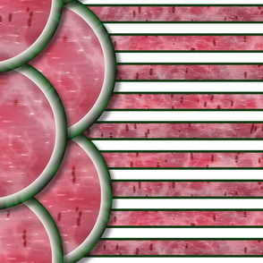 Watermelon Mania - Double Melon - Bordered Stripe