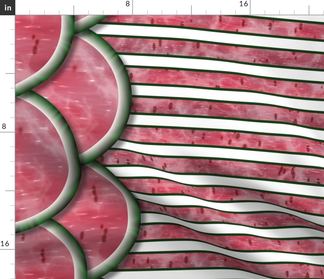 Watermelon Mania - Double Melon - Bordered Stripe