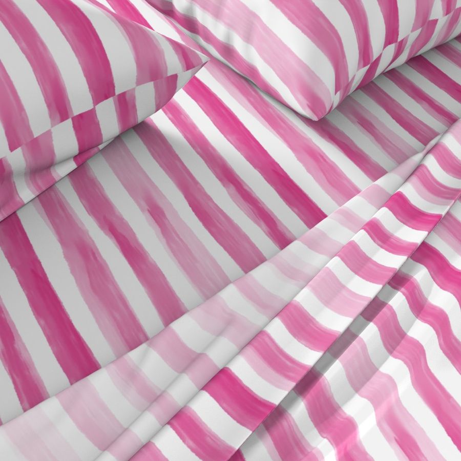 Bubblegum Pink Watercolor Stripes l Playful Nursery & Playroom (medium)