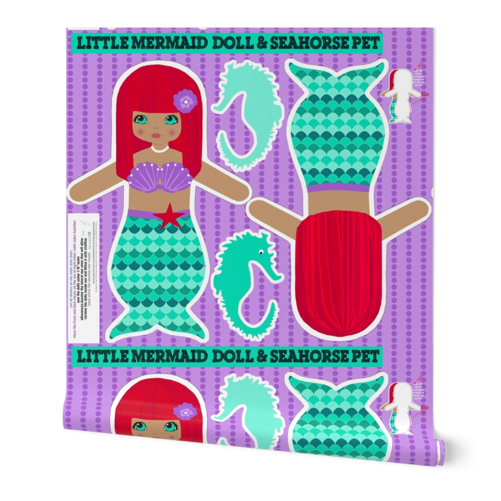 mermaids red with sea horse, softie dolls