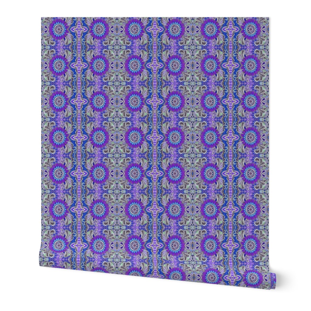 Purple Paisley Flower Power vertical stripe