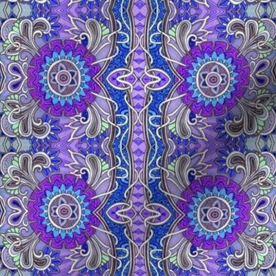 Purple Paisley Flower Power vertical stripe