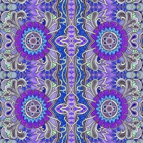 Purple Paisley Flower Power vertical stripe