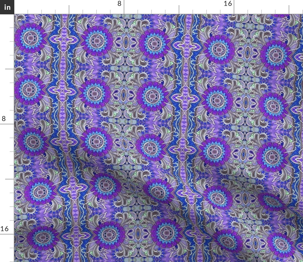 Purple Paisley Flower Power vertical stripe