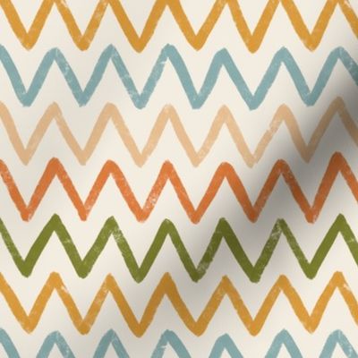 Rustic hand drawn chevron zigzag - Muted pastels - Small scale