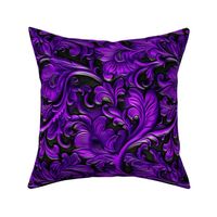 Purple black tooled leather medium