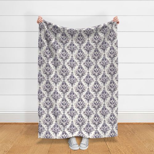 Violet and Taupe Watercolor Damask Design