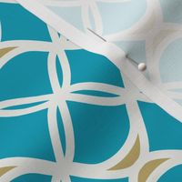 Pattern BC 0317 - Modern Cyan Blue Yellow Seagrass White Geometric Trellis