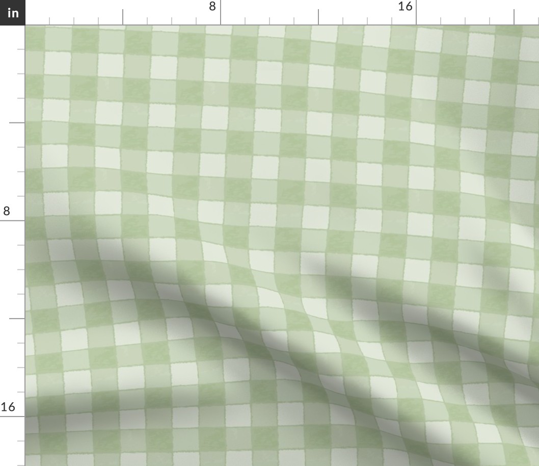 S Soft Pastel Sage Green Gingham