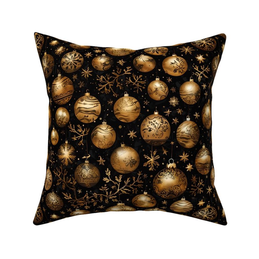 Gold & Black Christmas Ornaments Pattern