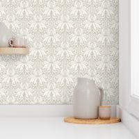 Erika Textured Damask Taupe White Monochrome Small Scale