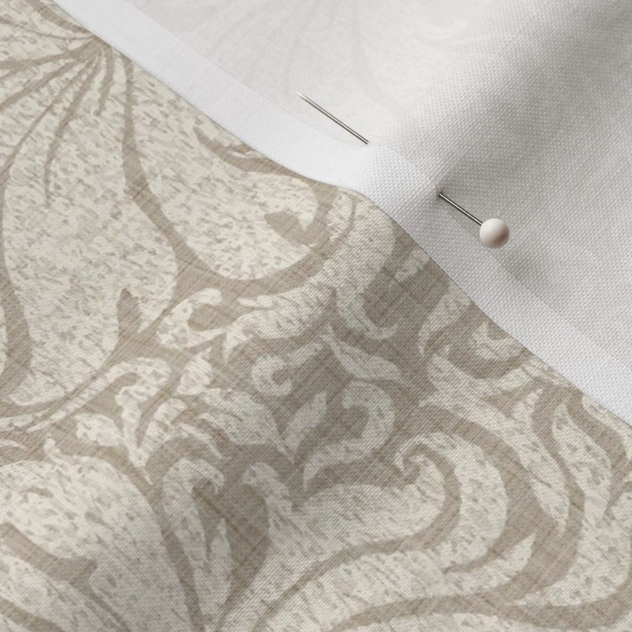 Erika Textured Damask Taupe Monochrome Small Scale